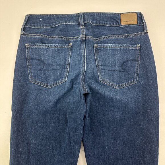 American Eagle Tom Girl Distressed Button Fly Women's size 4 Long Blue Jeans - Picture 5 of 5